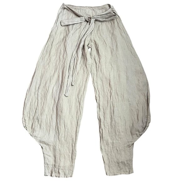 SARAH PACINI Beige Linen Harem Pants Made In Italy Size 3 US Large - Picture 3 of 9